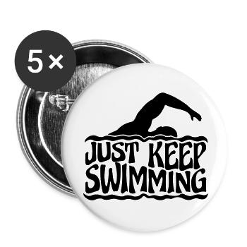Continuez simplement à nager - Lot de 5 petits badges (25 mm) - blanc - Devant