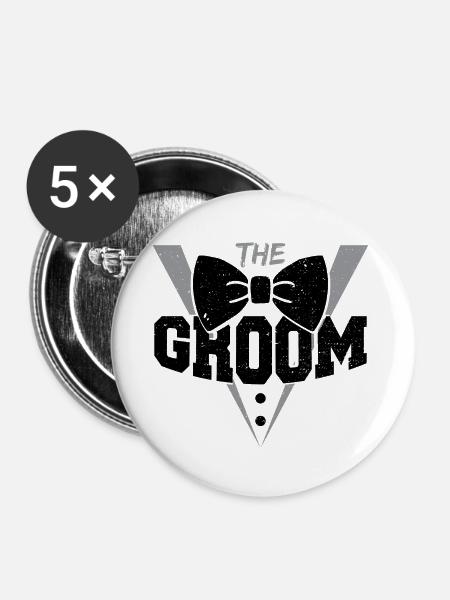 The Groom - Ehe - Buttons klein 25 mm (5er Pack) - Weiß