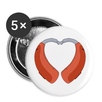 Herzförmiges Hörgerät - Buttons klein 25 mm (5er Pack) - Weiß - Vorne