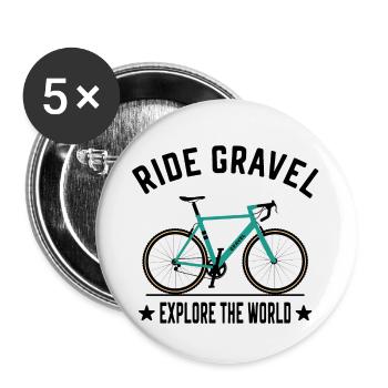 Ride Gravel Bike Explore The World Bikepacking - Buttons small 1''/25 mm (5-pack) - white - Front