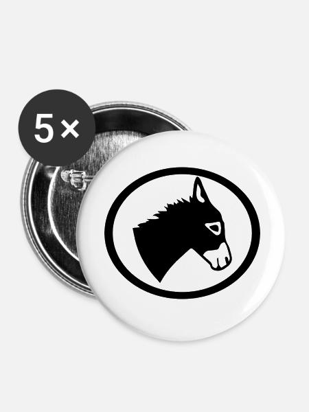Donkey Esel - Buttons klein 25 mm (5er Pack) - Weiß