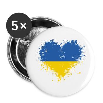 Ukrainian Heart - Buttons small 1''/25 mm (5-pack) - white - Front