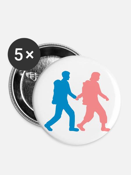Paar geht wandern - Buttons klein 25 mm (5er Pack) - Weiß