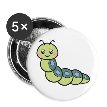Chenille - Lot de 5 petits badges (25 mm) - blanc - Devant