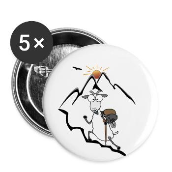 Randonnée alpiniste - Lot de 5 petits badges (25 mm) - blanc - Devant