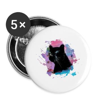 panther,gepard,leopard,schwarz,bunt,graffiti - Buttons klein 25 mm (5er Pack) - Weiß - Vorne