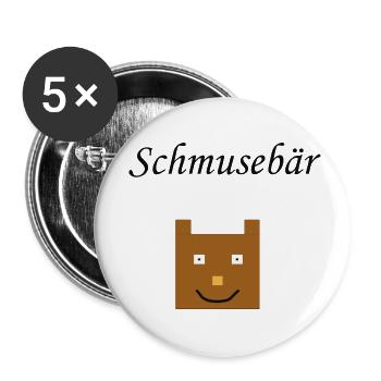 Schmusebär Motiv - Buttons klein 25 mm (5er Pack) - Weiß - Vorne