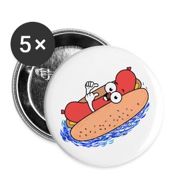 Hot Dog Été - Lot de 5 petits badges (25 mm) - blanc - Devant