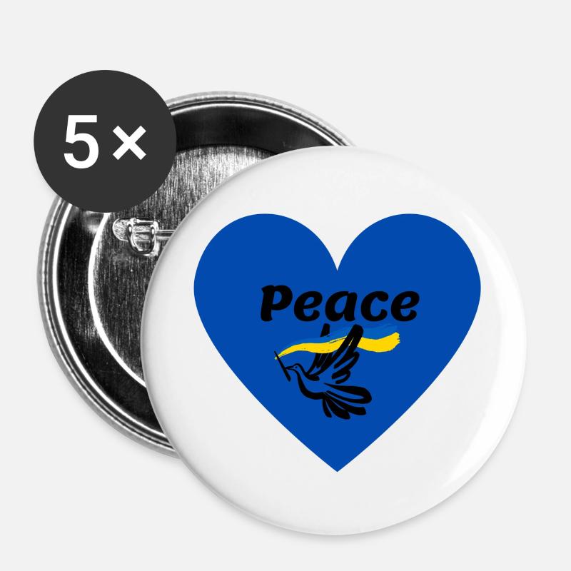 Peace - Buttons small 1''/25 mm (5-pack) - white