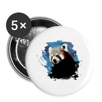 Panda roux, graffiti, peinture, ours panda, bleu, marron - Lot de 5 petits badges (25 mm) - blanc - Devant