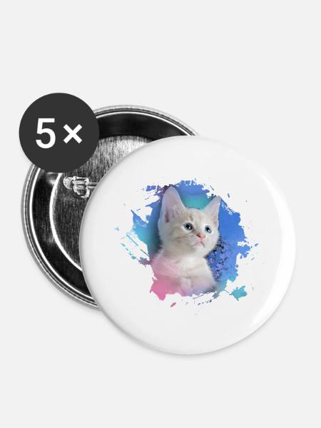 kätzchen,katze,katzenbaby,graffiti,malerei,pink - Buttons klein 25 mm (5er Pack) - Weiß