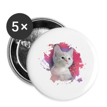 kätzchen,katze,katzenbaby,graffiti,malerei,pink - Buttons klein 25 mm (5er Pack) - Weiß - Vorne