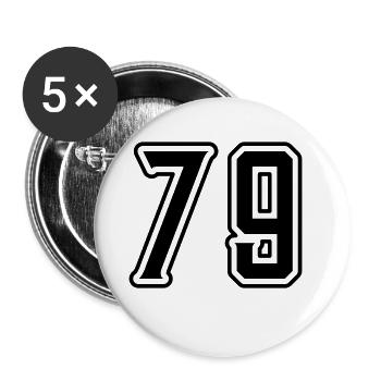 79 Zahl Symbol - Buttons klein 25 mm (5er Pack) - Weiß - Vorne