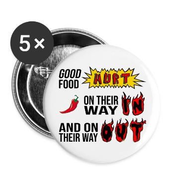 Les bons plats font mal - Lot de 5 petits badges (25 mm) - blanc - Devant