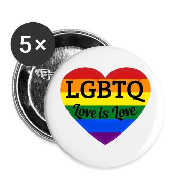 LGBT love is love - Buttons small 1''/25 mm (5-pack) - white - Front