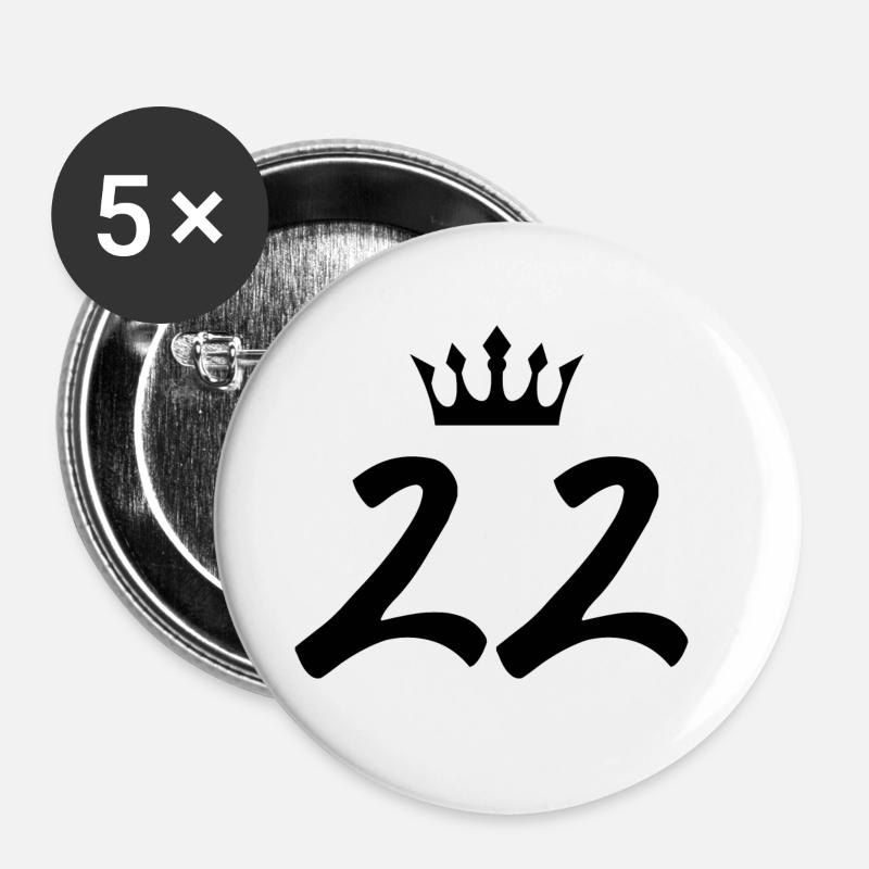 22 Couronne de numéros - Lot de 5 petits badges (25 mm) - blanc