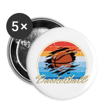 Basket-ball jouant au basket-ball cadeau vintage - Lot de 5 petits badges (25 mm) - blanc - Devant