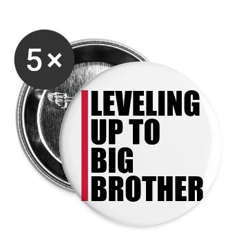 Monter de niveau grand frère - Lot de 5 petits badges (25 mm) - blanc - Devant