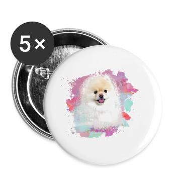 pomerian,zwergspitz,pointu,chien,graffiti,peinture - Lot de 5 petits badges (25 mm) - blanc - Devant