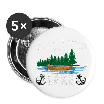 Das Leben ist besser am See Funny Lake Summer Boat - Buttons klein 25 mm (5er Pack) - Weiß - Vorne