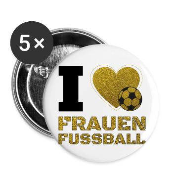 I love frauenfussball Frauen Fußball Fussball - Buttons klein 25 mm (5er Pack) - Weiß - Vorne