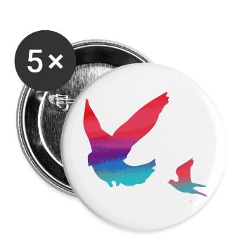 birds,colorful,watercolor,pigeons,flies - Buttons small 1''/25 mm (5-pack) - white - Front