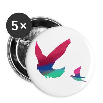 birds,colorful,watercolor,pigeons,flies - Buttons small 1''/25 mm (5-pack) - white - Front