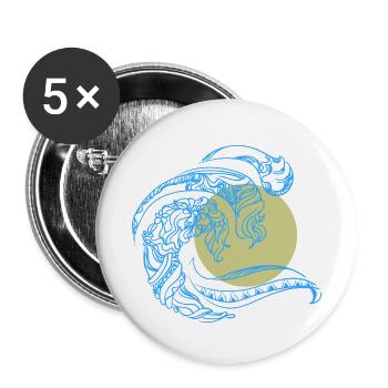 Minimal Design Mandala Wave Sun Trendy Summer - Buttons small 1''/25 mm (5-pack) - white - Front