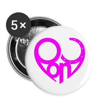 Cœur de poney - Lot de 5 petits badges (25 mm) - blanc - Devant