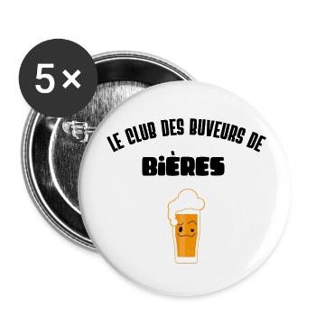 Le Club des buveurs de bières - Lot de 5 petits badges (25 mm) - blanc - Devant