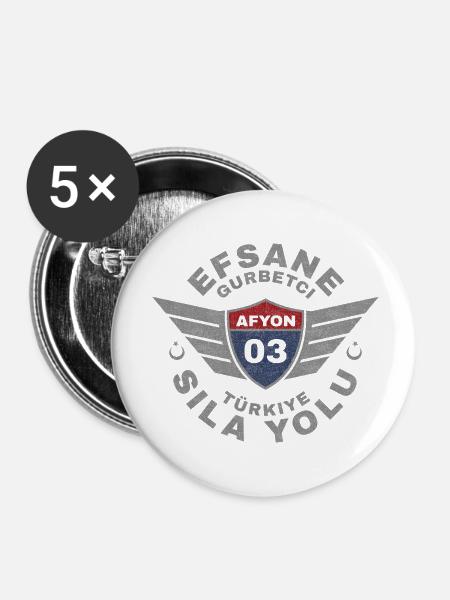 Afyon - Buttons klein 25 mm (5er Pack) - Weiß