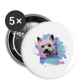 yorkshire terrier, dog, graffiti,terrier, colorful - Buttons small 1''/25 mm (5-pack) - white - Front