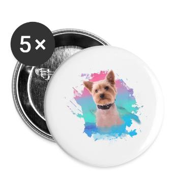 yorkshire terrier, dog, graffiti,terrier, colorful - Buttons small 1''/25 mm (5-pack) - white - Front