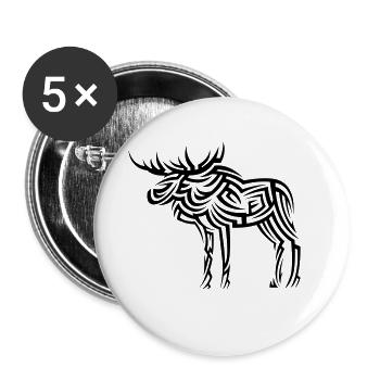Elch Tribal Tattoo - Buttons klein 25 mm (5er Pack) - Weiß - Vorne