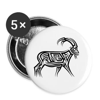 Bergziege Tribal Tattoo - Buttons klein 25 mm (5er Pack) - Weiß - Vorne