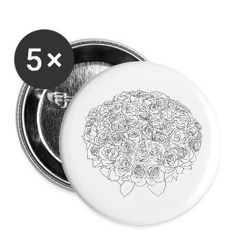 Illustration Flowers Rose - Buttons small 1''/25 mm (5-pack) - white - Front