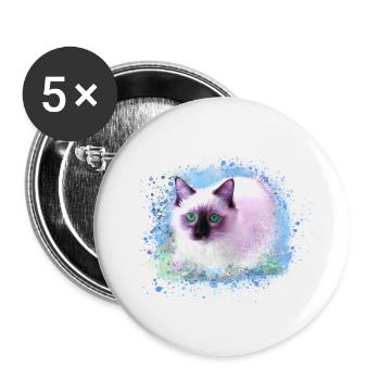 cat, blue,watercolor,painting,graffiti,kitten - Buttons small 1''/25 mm (5-pack) - white - Front