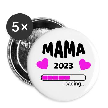 Maman 2023 Idée de fête de bébé de mouton enceinte - Lot de 5 petits badges (25 mm) - blanc - Devant
