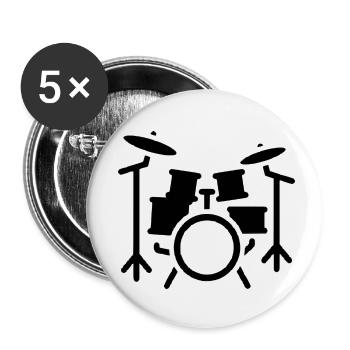 Batterie - Lot de 5 petits badges (25 mm) - blanc - Devant