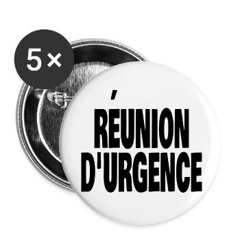 réunion d'urgence - Lot de 5 petits badges (25 mm) - blanc - Devant
