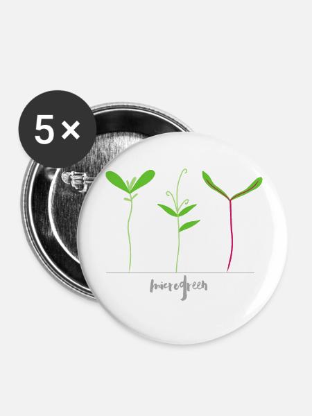 Mikrotriebe - Microgreen - Buttons klein 25 mm (5er Pack) - Weiß