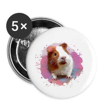 guinea pig, graffiti, painting, watercolor, pink - Buttons small 1''/25 mm (5-pack) - white - Front