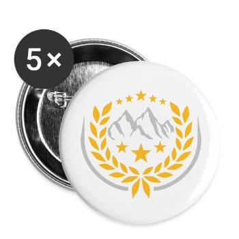 Wappen Berge Sterne Lorbeerkranz - Buttons klein 25 mm (5er Pack) - Weiß - Vorne