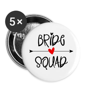 Escouade de la mariée - Lot de 5 petits badges (25 mm) - blanc - Devant