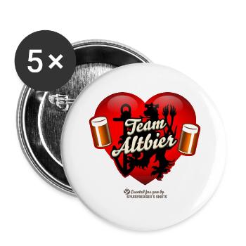 Altbier aus Düsseldorf Herz, Bierglas & Löwe - Buttons klein 25 mm (5er Pack) - Weiß - Vorne