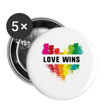 love wins,love,heart,graffiti,rainbow,LGBT - Buttons small 1''/25 mm (5-pack) - white - Front