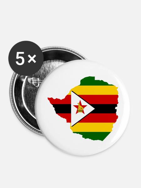 Zimbabwe - Buttons klein 25 mm (5er Pack) - Weiß