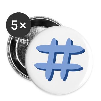 Hashtag - Buttons klein 25 mm (5er Pack) - Weiß - Vorne