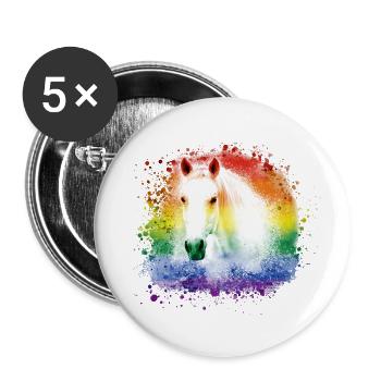 buntes Pferd ,Schimmel, Pferd ,regenbogen,grafftit - Buttons klein 25 mm (5er Pack) - Weiß - Vorne