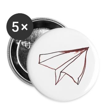 Avion en papier - un style arty cool pour les high-flyers - Lot de 5 petits badges (25 mm) - blanc - Devant